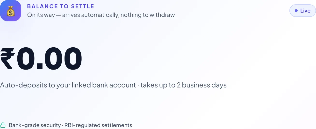 The Creatly payouts screen showing an automatic bank deposit with no withdrawal step