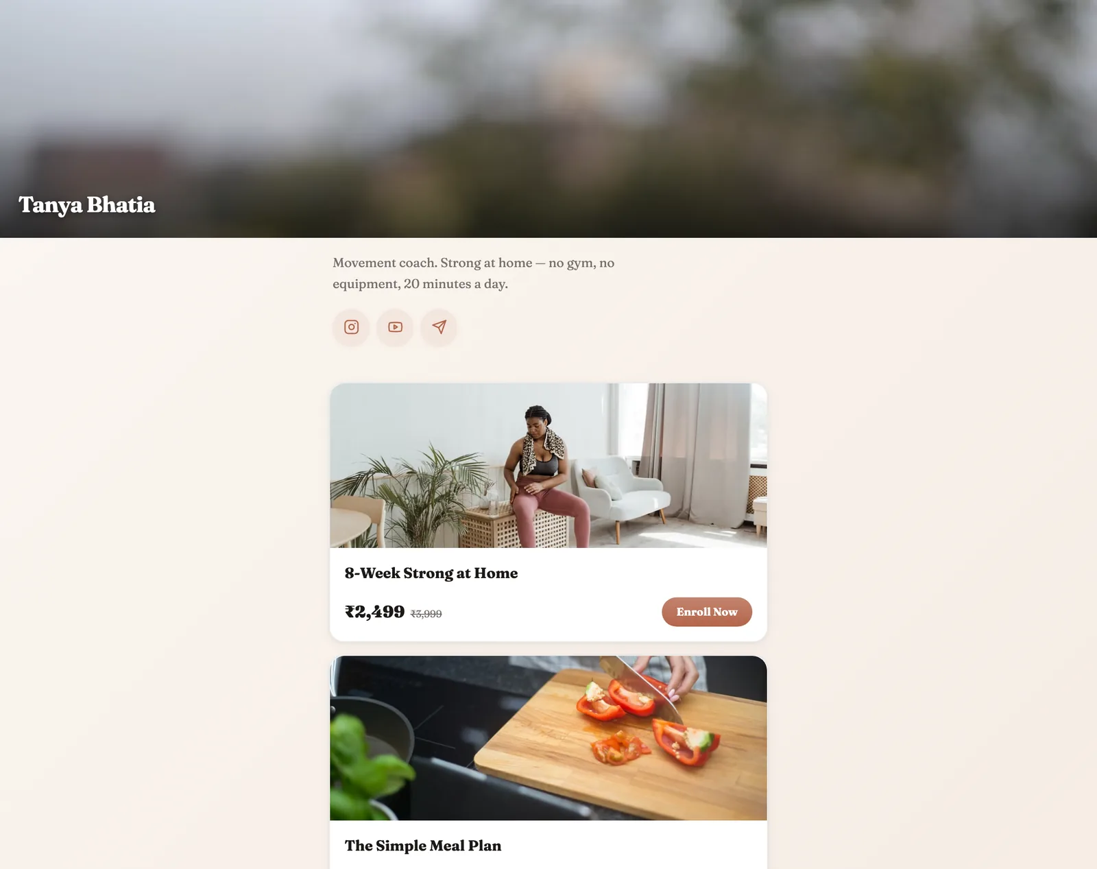 A Creatly storefront showing the course with its price and an Enroll Now button